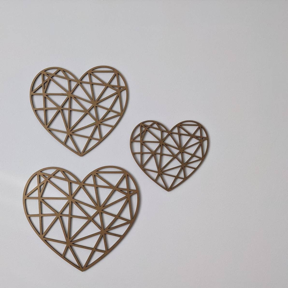 Geometric Hearts Wall Art Set of 3 Varied sizes Custom Etsy