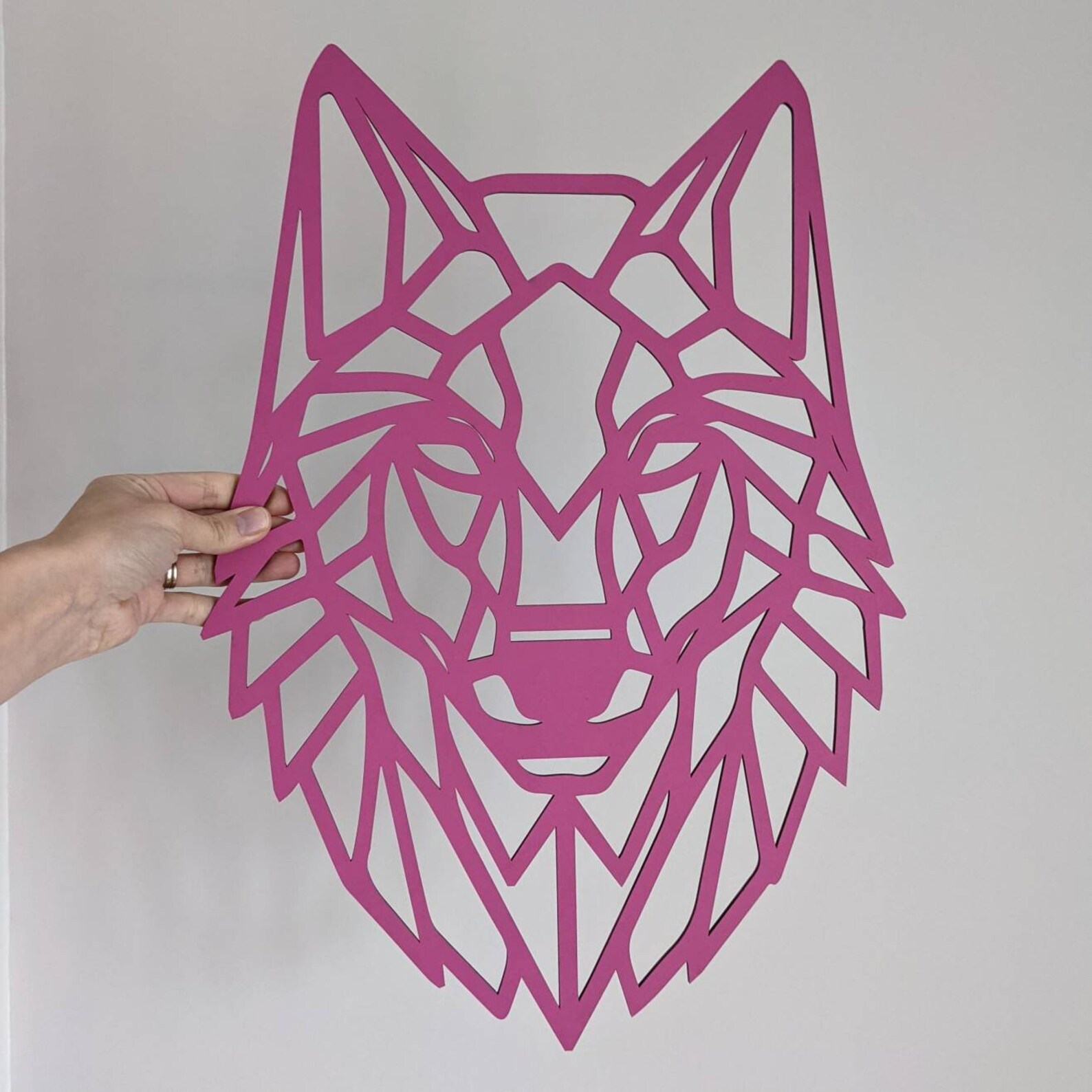 Geometric Wolf Wooden Wall Art various colours 20 60cm Etsy