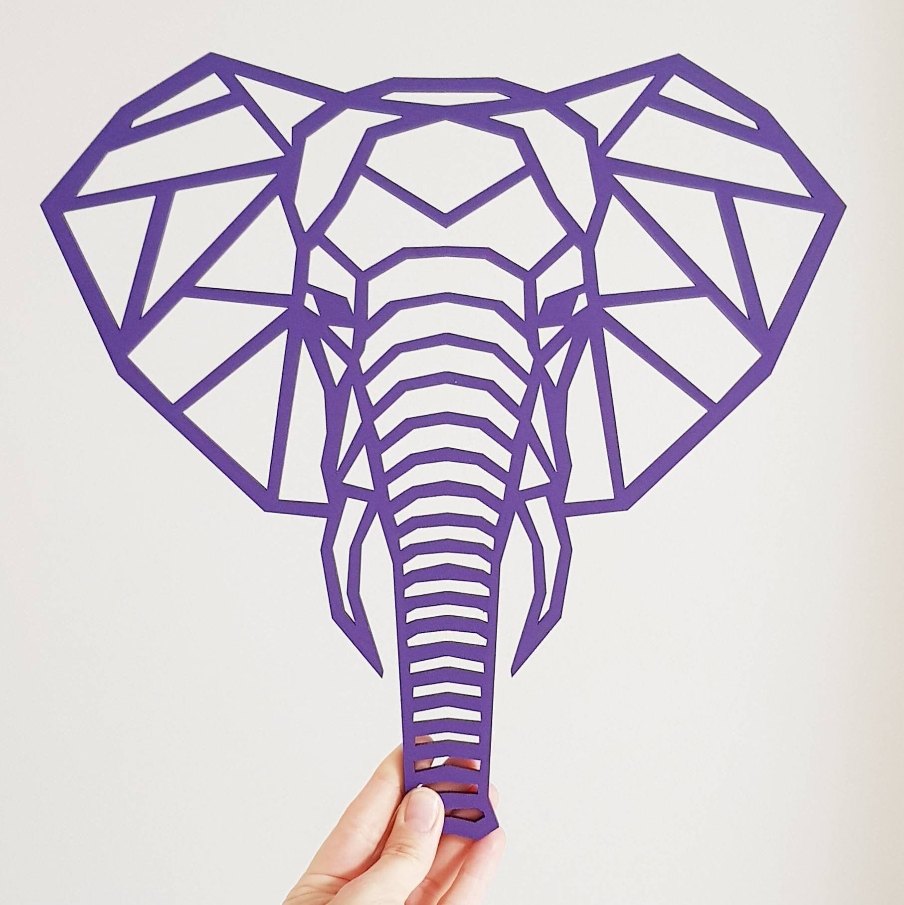 Elephant Geometric Head Wooden Wall Art Safari Animals Etsy