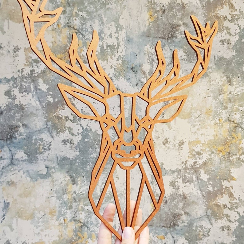 Geometric Stag Head Wooden Wall Art various colours 20 Etsy
