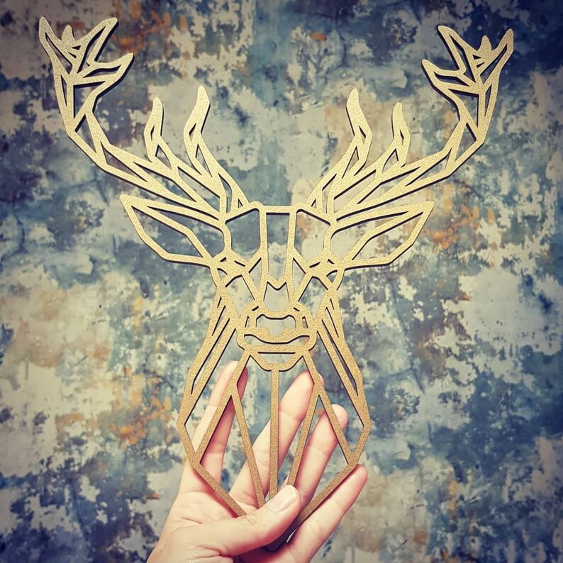 Geometric Stag Head Wooden Wall Art various colours 20 Etsy