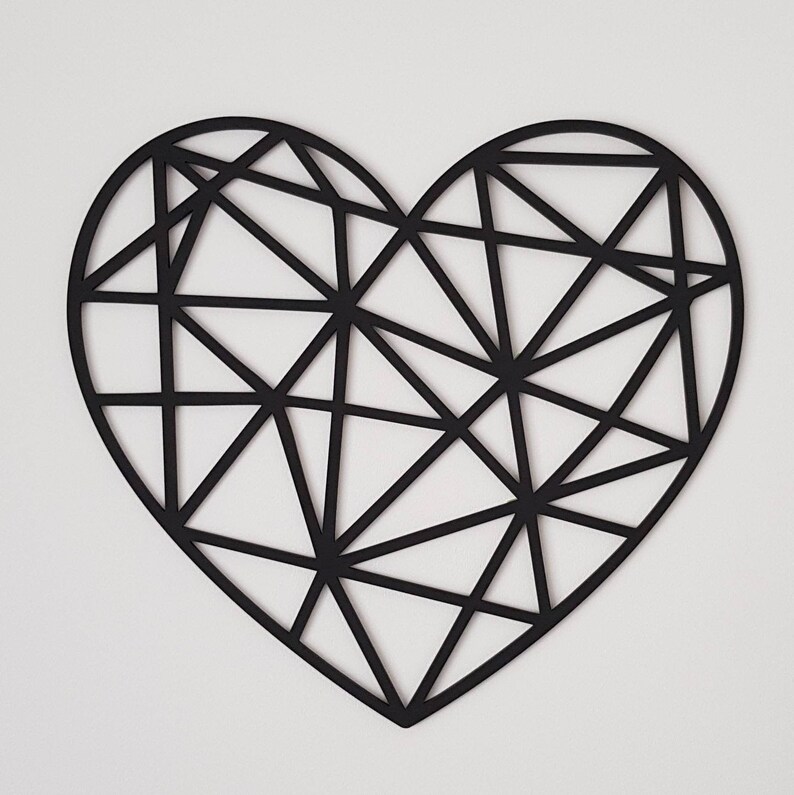 Love Heart Decor Wooden Wall Art Geometric 20 60cm in size Etsy