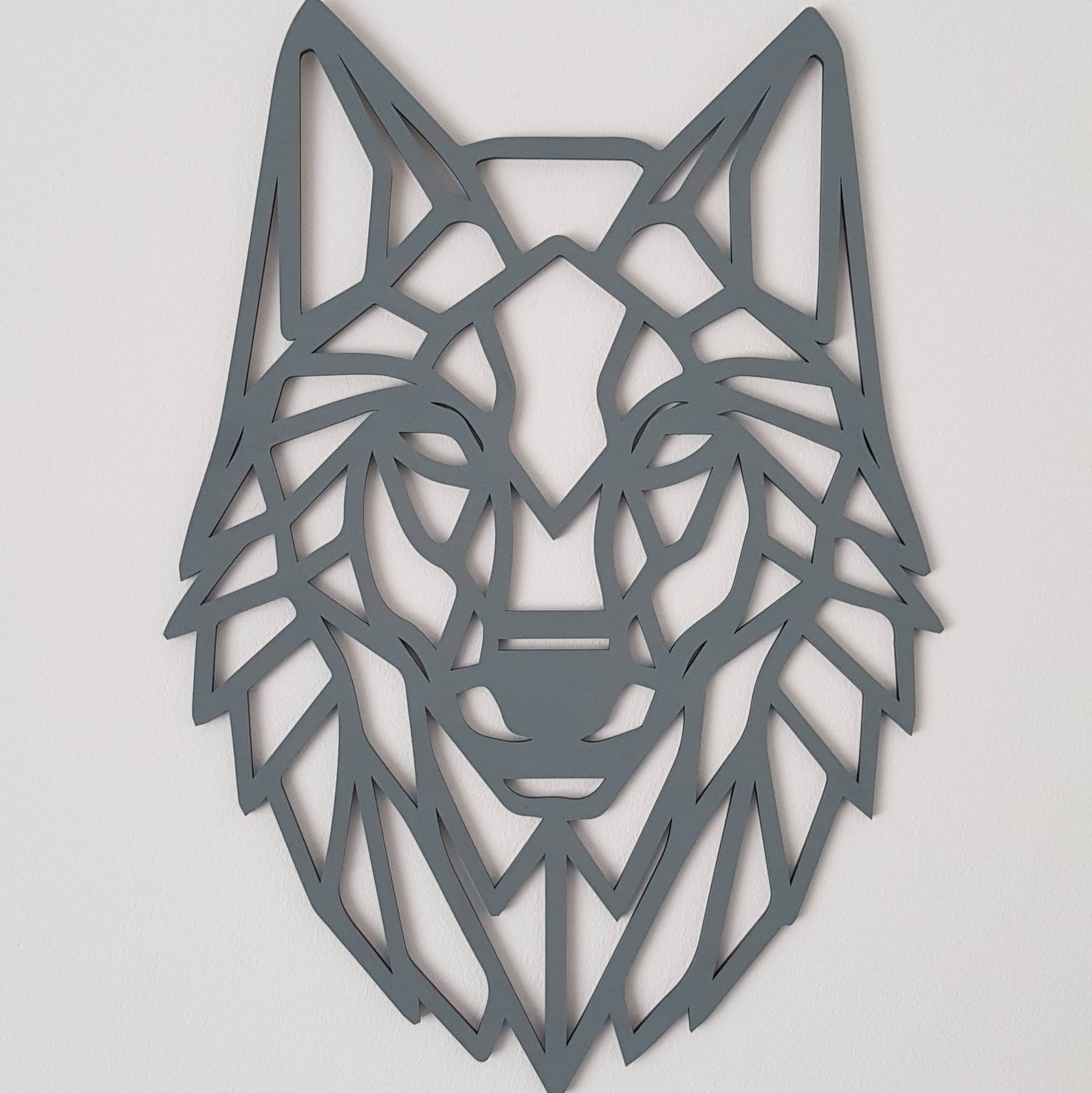 Geometric Wolf Wooden Wall Art various colours 20 60cm Etsy