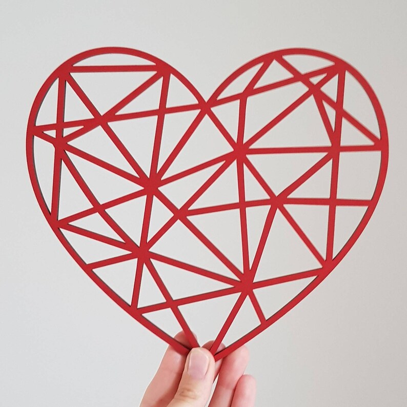 Love Heart Geometric Decor Wooden Wall Art various colours Etsy