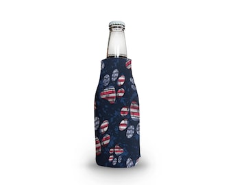 Refroidisseur de bouteille avec fermeture éclair Patriotic Pup BBQ American Holiday 4 juillet Memorial Day