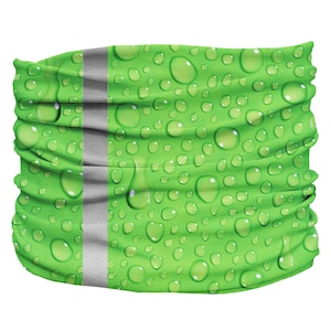 May include: Green and gray patterned neck gaiter with a reflective stripe down the center.