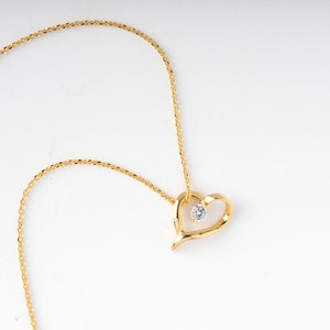 Heart Necklace/16k Gold Heart Necklace/Heart Jewelry/Love Necklace/Romantic Necklace/Delicate Cubic Heart Jewelry/Mothers day/Valentine
