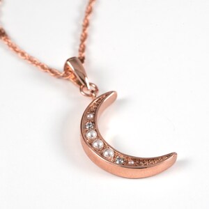 Moon Necklace/Pearl Moon Necklace/Rosegold Moon Necklace/Moon Phase Necklace/Crescent Moon Necklace/Lunar Phases Jewelry/Celestial jewelry