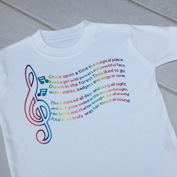 Girl's personalised rainbow colours short sleeve t-shirt with personalised story rhyme - Ages 2-6