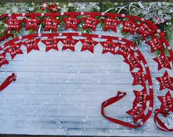 Fill your own Christmas Advent Calendar Bunting in red and white