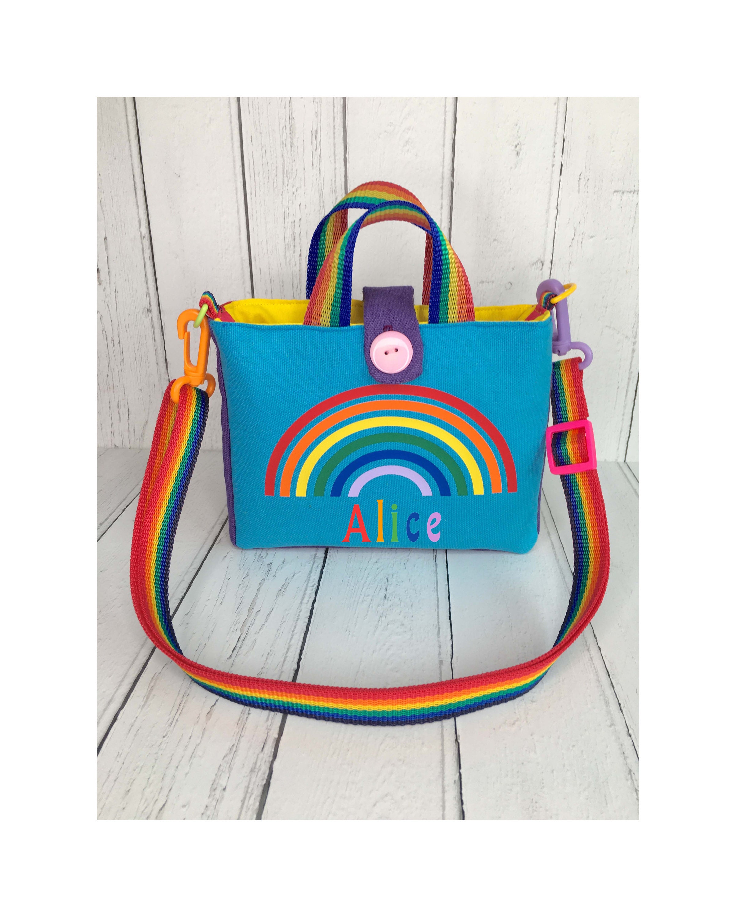 Gradient Color Crossbody Bag, Trendy Rainbow Chain Shoulder Bag