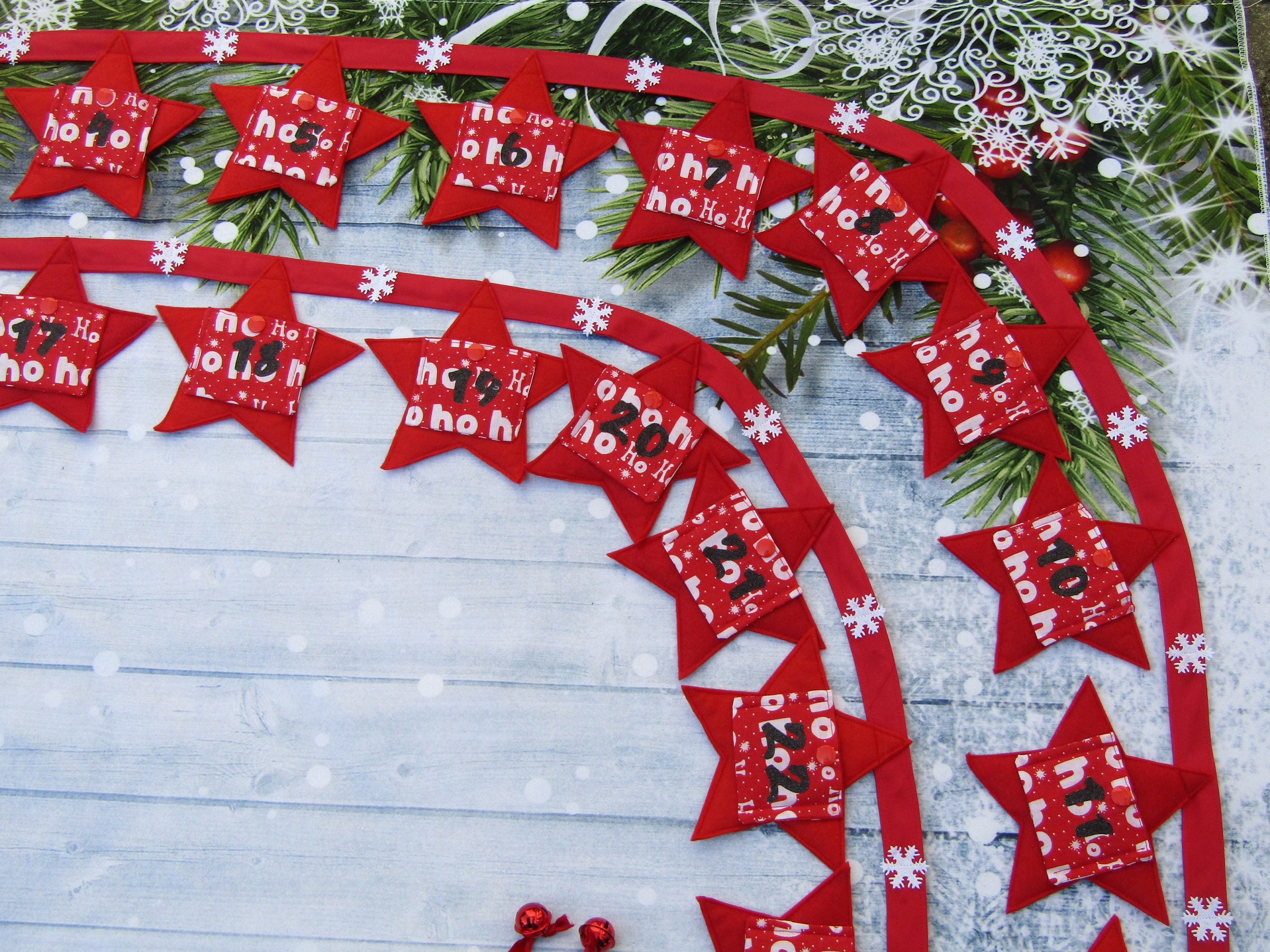 Fill Your Own Christmas Advent Calendar Bunting in Red and White - Etsy