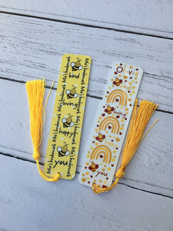 Personalised Bee Metal Bookmarks. Bee Kind. Name Bookmarks. 