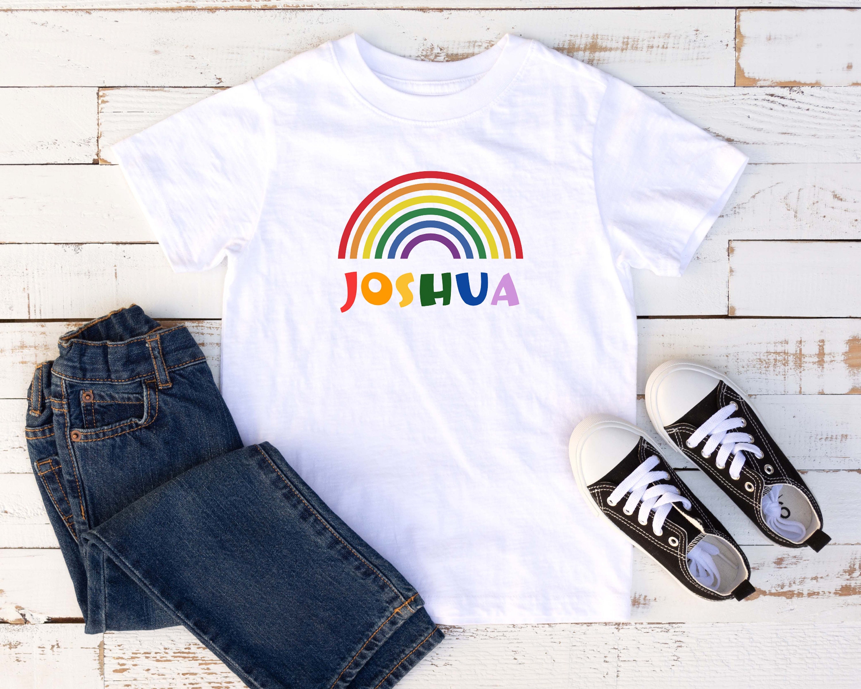 Personalised Rainbow T-shirt for Kids, Rainbow Gifts for