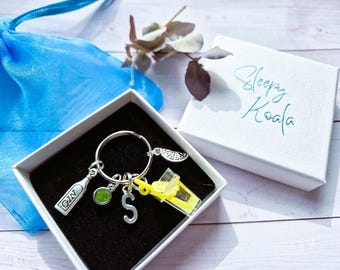 Personalised Gin Lover charm bag clip or Keyring, food drink present, cocktail drinker gift