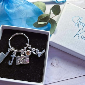 Personalised CRIME scene silver charm themed keyring OR bag clip gift, tv fandom book lover novelty birthday present