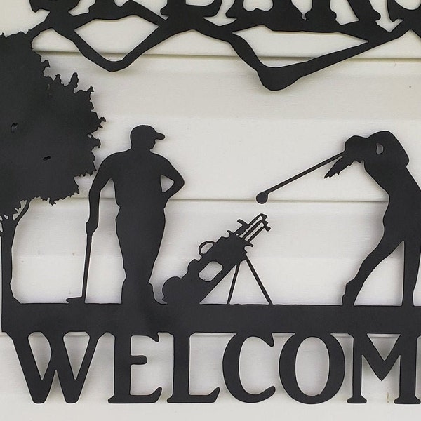 Personalized Couple Golfing Metal Sign