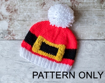 Cappello da bambino di Natale con motivo a maglia, Cappello da bambino di Babbo Natale, Cappello da bambino di Natale, Download digitale, PDF, Inglese, Cappello invernale,