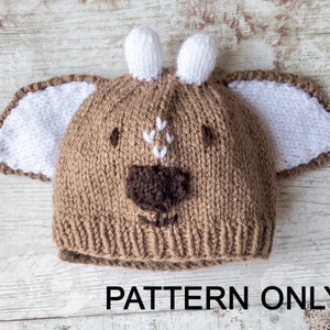 Knitting Pattern Christmas Baby Hat, Reindeer Baby Hat, Christmas, Rudolph, Digital Download, PDF, English, Winter Hat