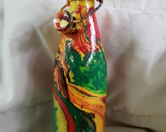 Upcycled Yellow Multicolored Bottle