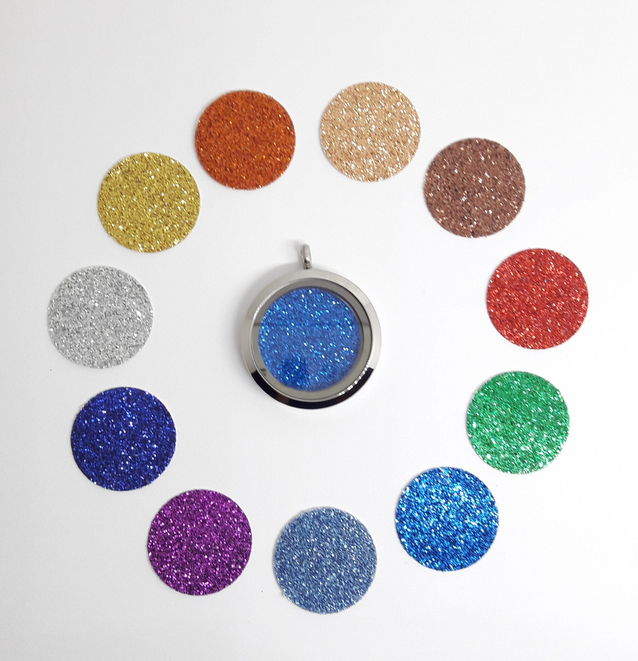 You Choose ~  Glitter Back Plate for 30mm Locket Stainless Steel Wind…