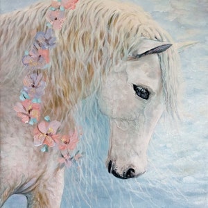 Cuadro interior hecho a mano-Caballo pintado sobre lienzo-Hermoso caballo-Decoración del hogar-Pintura acrílica original!!