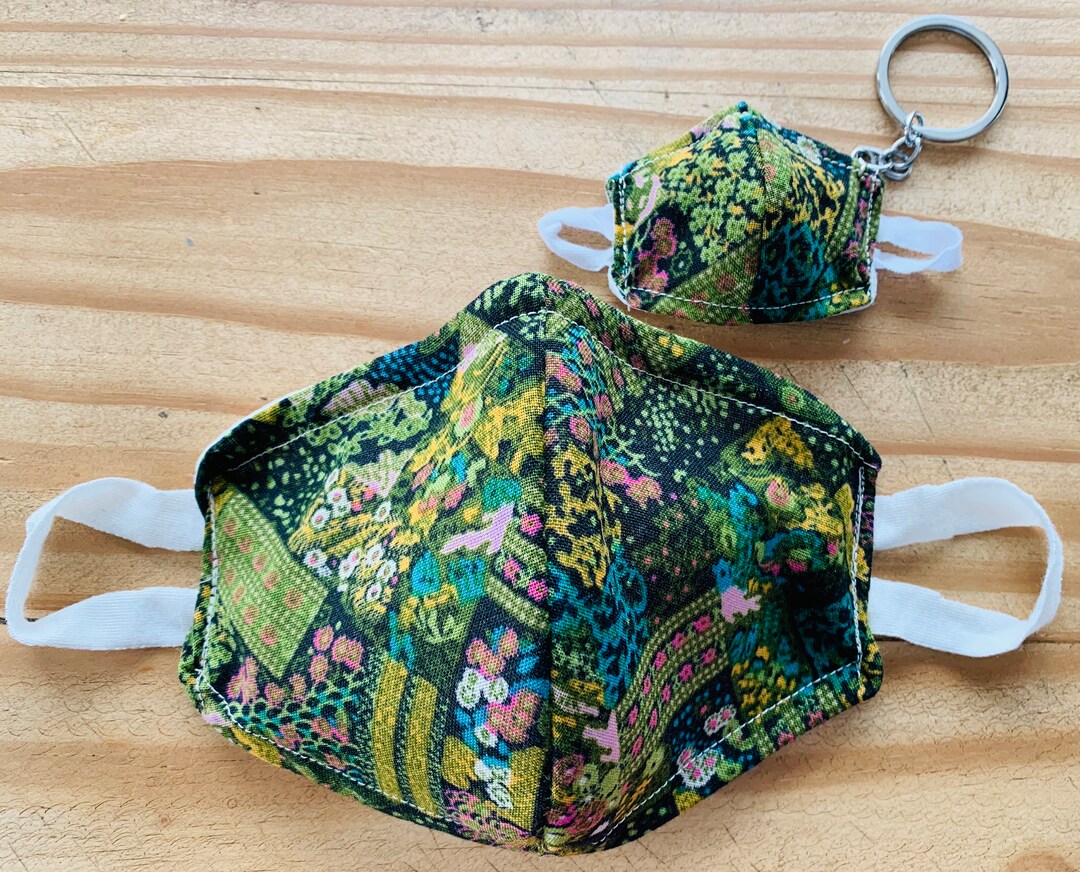 Female Face Mask and Mini Mask Keychain Etsy