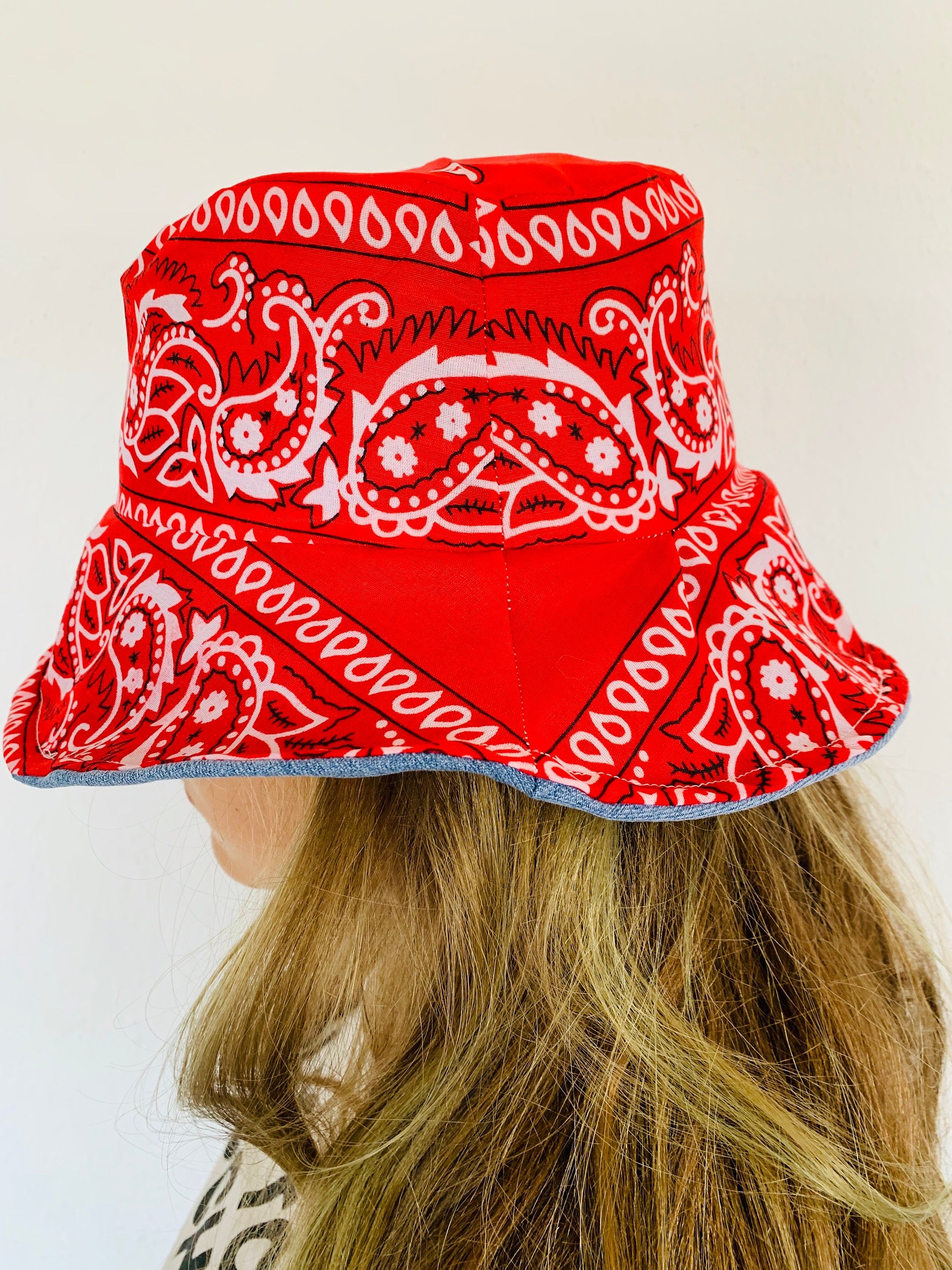 Bandana Bucket Hat Reversible Etsy
