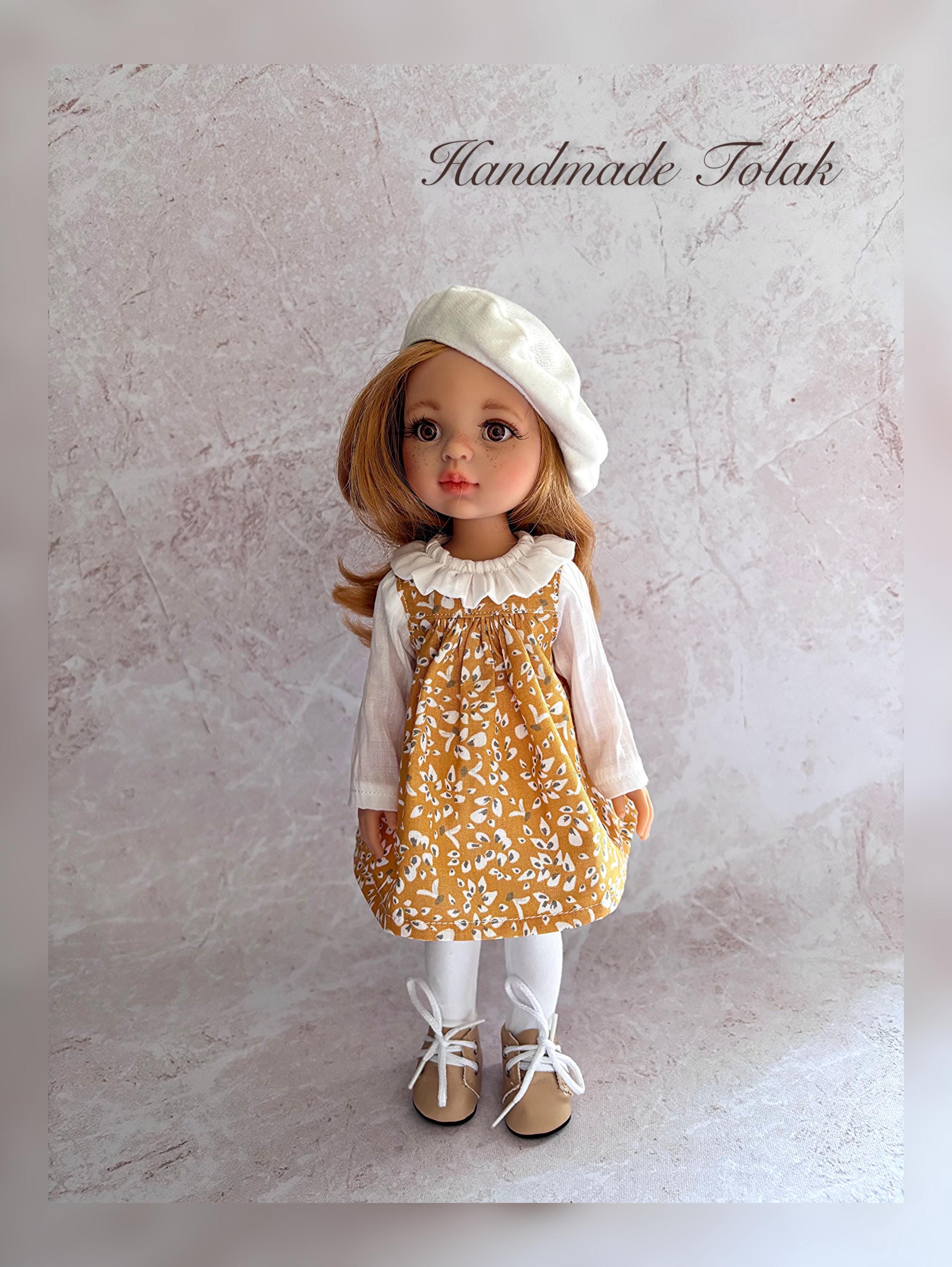 Handmade clothes for Paola Reina dolls 32cm, Dress, beret, tights, shoes, variants, ooak