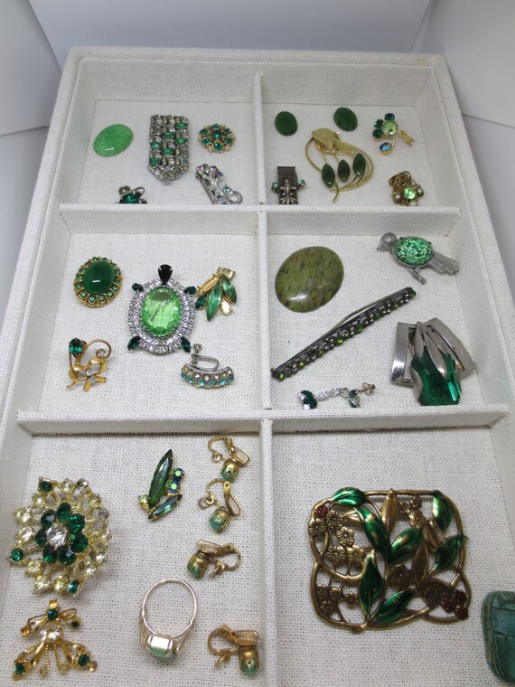 Vintage Rhinestone Jewelry Design Lot , Artisan Jewelry Making Supplies , De-stash Findings , Craft Repair , Broken Jewelry ,  Inv. #EDL016
