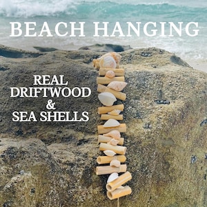 Sea shell and driftwood decor, coastal decor, beach garland wall hanging, beach decor, sea shell and driftwood wall art, sea shell decor