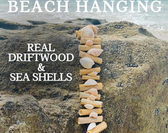 Guirnalda de madera flotante y conchas marinas: decoración costera de playa para colgar en la pared