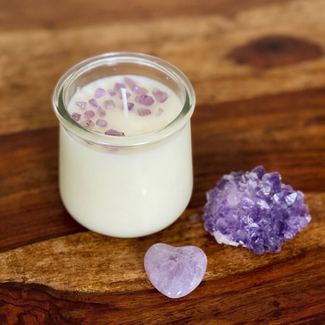 Amethyst Crystal Candle, Scented Decorated Candle, Crystal Candle