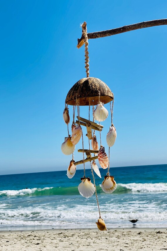 Coconut Sea Shell Wind Chime Beach Wind Chime Sea Shell Wind Etsy
