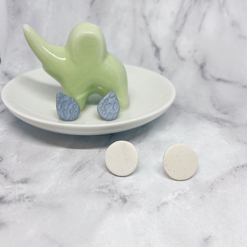 Modern Minimalist Romantic Stocking Stuffer Trend White Glitter Blue Grey Raindrop Polymer Clay Stud Pack Feminine Lightweight Earrings