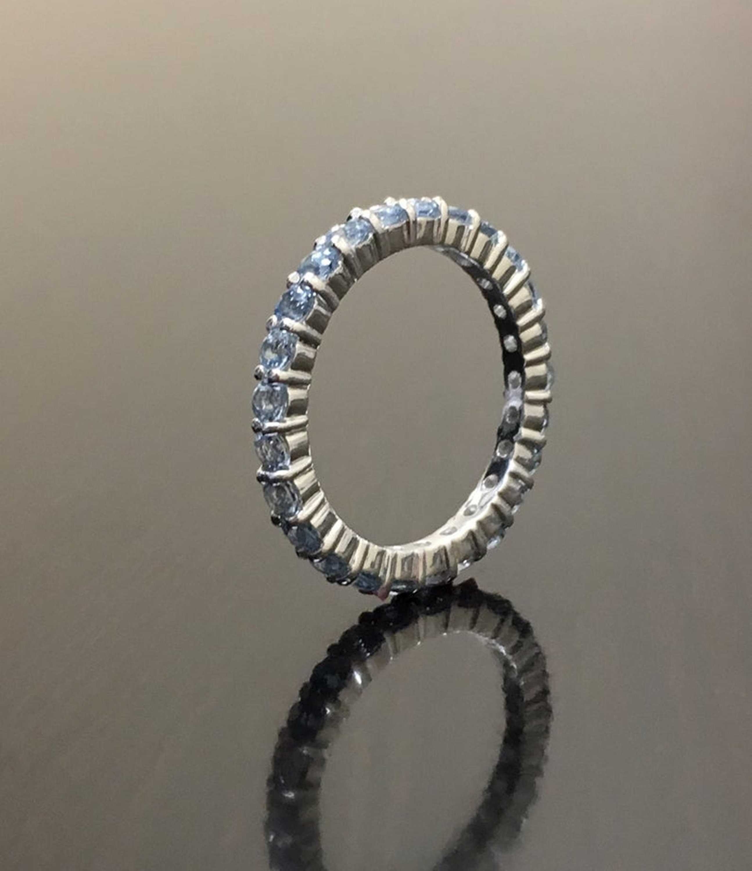 Aquamarine Band Aquamarine Wedding Band Aquamarine Eternity Etsy