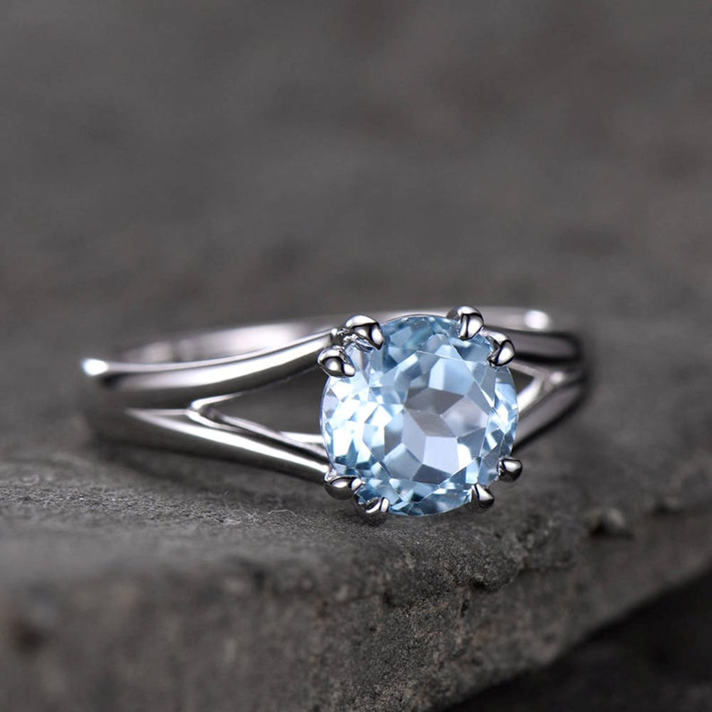 Aquamarine Ring Aquamarine Wedding Ring Sterling Silver | Etsy