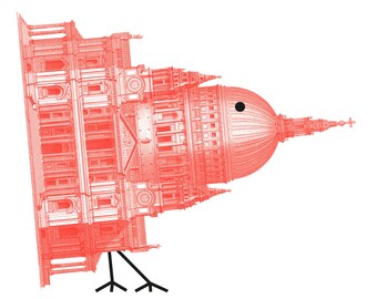 Christopher Wren is a play on words graphic poster / print / example of contemporary wallart by Illustrator Andy Goodman.