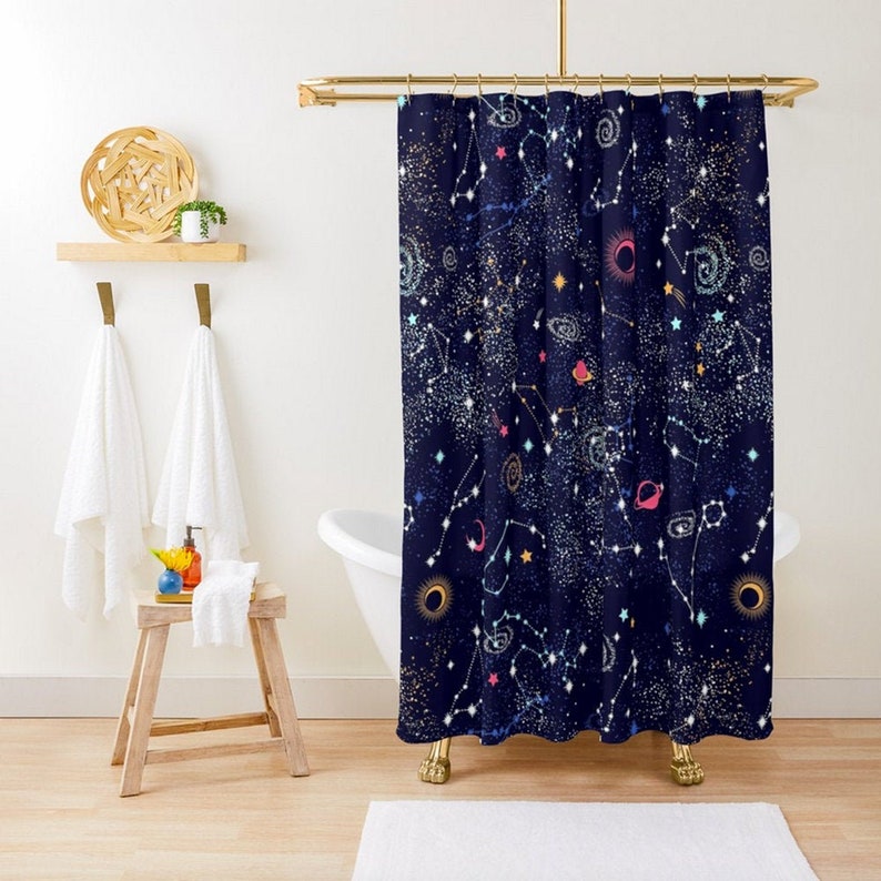 Galaxy Shower Curtain Bath Curtain Science Universe Etsy