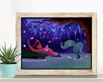 Reclining Mermaid at Night by Diana Leto