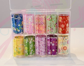 Flowers Nail Foil Transfer Sticker | Nail Art Stickers Tips Wraps Foil Transfer Adhesive Glitters Acrylic DIY Decoration | Fast Ship USA