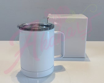 10oz Lowball SUBLIMATION Tumblers w Handle | 10oz Coffee Mug | Blank Sublimation Tumblers | Non- Straight | White | Quality | Fast Shipping