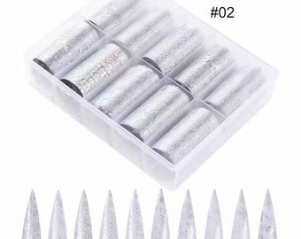 AkakaUS - Nail Foil Transfer Sticker | Christmas Silver Nail Art Stickers Tips Wraps Foil Transfer Adhesive Glitters Acrylic DIY Decoration