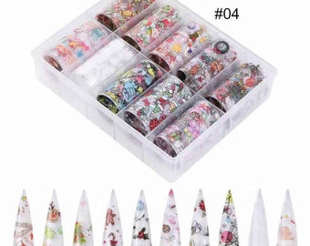 AkakaUS - Nail Foil Transfer Sticker | Christmas Nail Art Stickers Tips Wraps Foil Transfer Adhesive Glitters Acrylic DIY Decoration