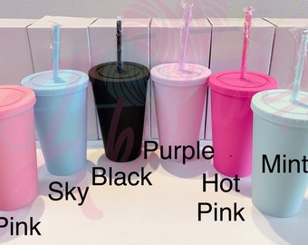 16 oz Pastel Tumbler | Pastel Matte Tumbler with Straw | Customizable Blank Tumblers | Bulk with Lids and Straws | Fast Shipping USA In Bulk