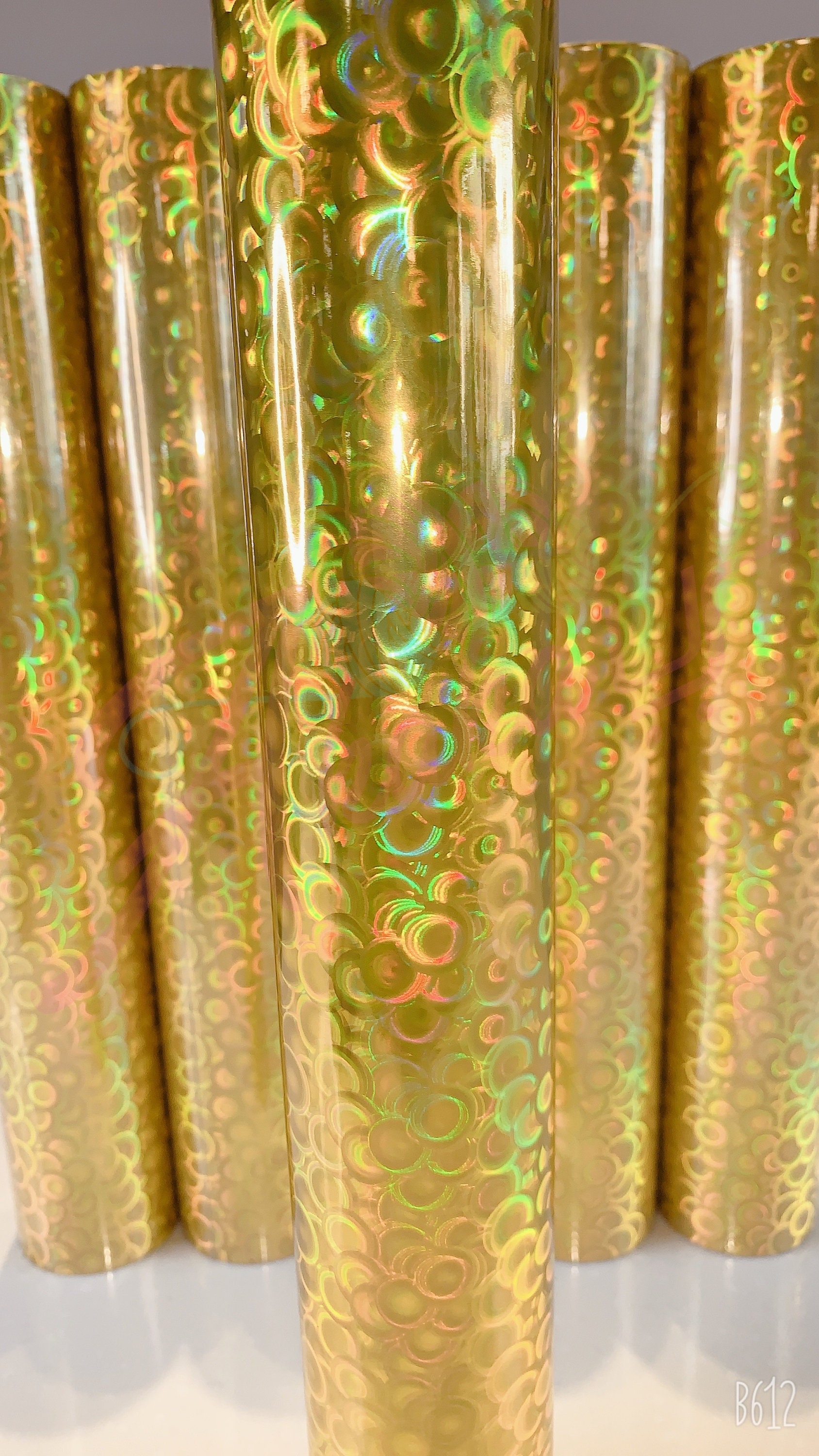 Gold Holographic Circle Vinyl for Cricut, Silhouette, Cutters Permanent  Adhesive Vinyl Holo Decal 1x5 Ft Roll Fast Shipping USA 