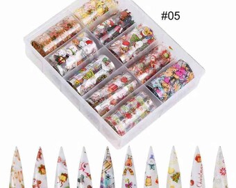 AkakaUS - Nail Foil Transfer Sticker | Christmas Nail Art Stickers Tips Wraps Foil Transfer Adhesive Glitters Acrylic DIY Decoration
