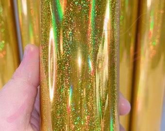 Gold Holographic Shimmer Vinyl for Cricut, Silhouette, Cutters | Permanent Adhesive Vinyl | Decal | 1x5 ft roll | Fast Shipping USA