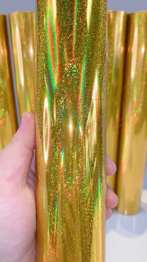 Gold Holographic Shimmer Vinyl for Cricut, Silhouette, Cutters Permanent  Adhesive Vinyl Decal 1x5 Ft Roll Fast Shipping USA 