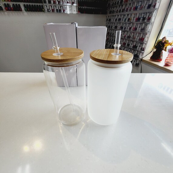 16oz Sublimation Glass Tumbler clear or Frosted Glass Jar Glass Can Sublimation  Blanks FAST SHIP USA 